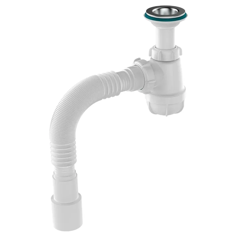 Сифон для умывальника 1 1/2"х40 Aquant с выходом 40/50 и отводом удлинённый патрубок_1