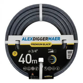 Изображение товара Шланг поливочный ПВХ 3/4" 40м трехслойный Alexdiggermaer Premium Black Изображение товара Шланг поливочный ПВХ 3/4" 40м трехслойный Alexdiggermaer Premium Black