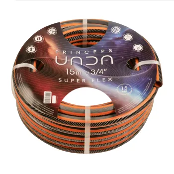 Изображение товара Шланг поливочный ПВХ Unda Super Flex 3/4" 15м — надежный и гибкий Изображение товара Шланг поливочный ПВХ Unda Super Flex 3/4" 15м — надежный и гибкий