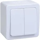 Выключатель двухклавишный накладной Гермес Plus белый IP54 IEK_1