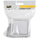 Выключатель двухклавишный накладной Гермес Plus белый IP54 IEK_6