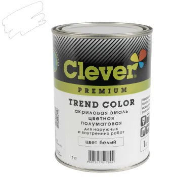 Изображение товара Акриловая полуматовая эмаль Clever белая 1 кг для стен и фасадов Изображение товара Акриловая полуматовая эмаль Clever белая 1 кг для стен и фасадов