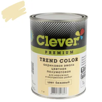 Изображение товара Акриловая эмаль Clever бежевого цвета полуматовая 0.8кг универсальное покрытие для стен и фасадов Изображение товара Акриловая эмаль Clever бежевого цвета полуматовая 0.8кг универсальное покрытие для стен и фасадов