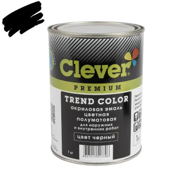 Изображение товара Эмаль акриловая Clever черная полуматовая 1кг - универсальное покрытие для металла, дерева и пласти Изображение товара Эмаль акриловая Clever черная полуматовая 1кг - универсальное покрытие для металла, дерева и пласти