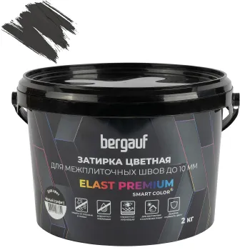 Изображение товара Цементная затирка Bergauf Elast Premium графит 2 кг для швов до 10 мм Изображение товара Цементная затирка Bergauf Elast Premium графит 2 кг для швов до 10 мм